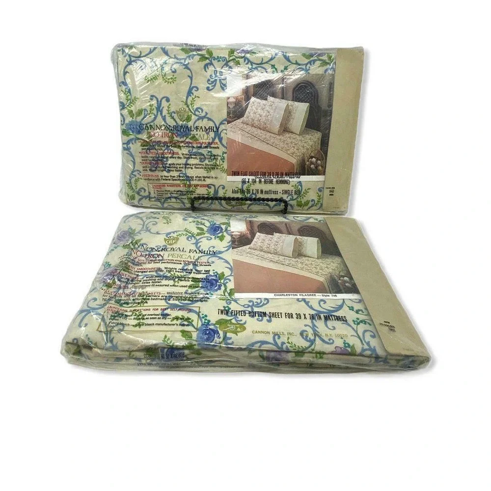 Vtg Deadstock Cannon Royal Family “Charleston Filagree Style‎ 746” Twin Set